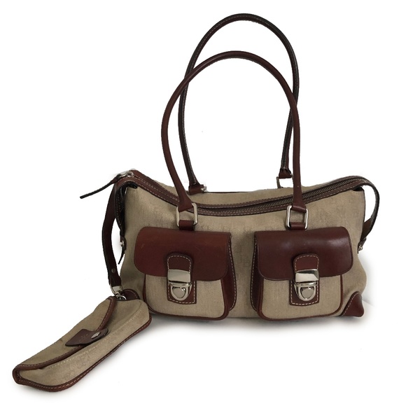 Dooney & Bourke Bag Jacquard Double Pocket Tote Satchel - Picture 2 of 8